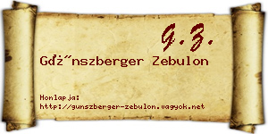 Günszberger Zebulon névjegykártya